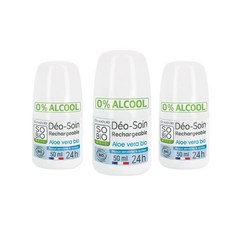 (프랑스직배) 소비오에틱 롤온 데오드란트 24h 케어 똘레랑스 알로에 베라 50ml 3개 SO'BIO ETIC Roll-on Deodorant 24h Care Tolerance +
