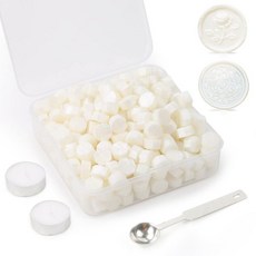 양초와 멜팅 스푼 ，가 포함된 왁스 씰 스탬프용 300Pcs 와인 레드 씰링 왁스 비드 세트 크리스마스 카드 봉투 청첩장 와인 패키지 편지 씰링와인 레드에 완벽합니다, Pearl White
