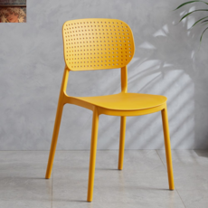 가정용 체어 컬러 포개지는 식당 스툴 인테리어 식탁 의자 플라스틱 카페 등받이, 오렌지 【펀칭 버전】, 1개