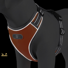 강아지 안전 가슴줄 편한산책 목부담방지 편한착용 애견배려 불빛반사 야간식별띠, 1개, 하네스(네이비 S)