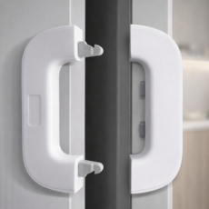 서플라이랩 이중 버튼 냉장고 잠금장치 1+1 주방 서랍 시건장치 도어 안전 열림방지, 2개, 화이트