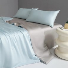 여름용 인견이불세트 시원한 냉감 침구세트 실크 촉감 에어컨 담요 포함 3종 구성 부드러운 원단, L 여름 퀼트 블루 마운틴 그레이