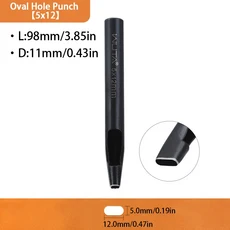 WUTA 1PC 가죽 스트랩 펀치 도구 구멍 펀처 시계 튼튼한 플랫 밴드 할로우 타원형 공예 벨트, 1piece 5 x 12mm, 1개