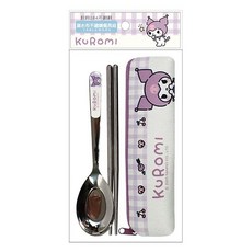 三麗鷗 酷洛米 人魚漢頓 大耳狗 帕恰狗 潛水布不鏽鋼餐具組 兒童餐具 筷子 湯匙 便攜餐具, 1個, 酷洛米-餐具組