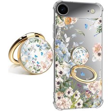 Dcwunk 아이폰 17 프로 맥스 케이스 6.9인치용 [3m(10피트) 군용 등급 낙하 테스트] 플라워 플래닛 소프트 슬림 TPU 보호 충격 방지 폰 케이스 커버 (선샤인, iphone Air, Elegant Blossom with Holder(ip