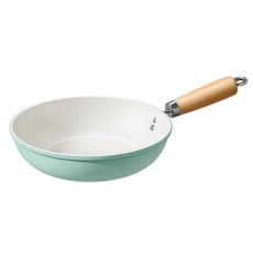 秋波藍陶瓷煎鍋家用不粘鍋, 22 陶瓷煎鍋無蓋 內白外藍, 1個, 22cm