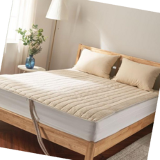 베개 더크린 리얼체크소프트마이크로 온수매트커버 Q베이지, 본상품