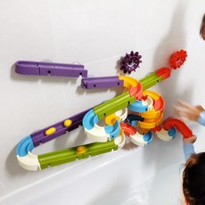 soonpoongmom 浴缸遊戲沐浴組裝積木滑梯軌道, 66個