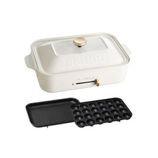 BRUNO 콤팩트 핫 플레이트 본체 2 접시 (타코야키 플랫) 민트 그레이 200w BOE021-MTGY 7761038, 2 종류의 접시 (평평한 표면  타코야키), 화이트
