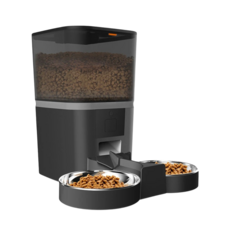 6L大容量寵物自動餵食器 - 高密度防潮保鮮設計 手機APP遠端操控, Black, 1個, 6L