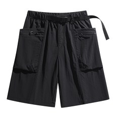 2026 夏季新款男士工裝短褲，潮流時尚簡約休閒, 8XL 建議體重（115-125 公斤）, 黑色