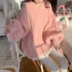 梨卡 女裝 V領 紅色針織毛衣 聖誕過年 長袖麻花毛衣 秋冬上衣