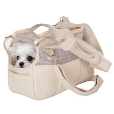 도그팜 강아지 여름 산책 가방 슬링백 쿨원단 이동 캐리어, 1개, 아이보리