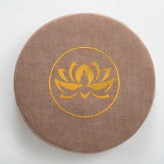 無品牌 蒲團坐墊 圓形蓮花 禪修跪墊, 卡其佛蓮,直徑40高度6cm 硬泡沫內芯