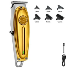 Kemei KM-1949 전문 마무리 머리 깎기 남자 무선 트리머 T-블레이드 조각 컷, 09 Golden-1-12mm