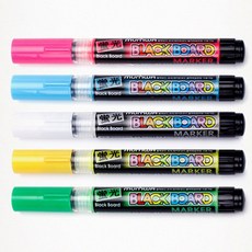 생필샵 형광마커 5개세트 검은칠판마카 형광마카 유리펜