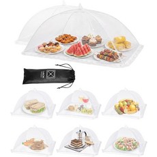 Lauon 푸드 커버 엑스트라 라지 1개(101.6 x 59.9cm(40 x 23.7인치)) 및 4개(43.1 x 43.1cm(17 x 17인치)) 5팩 화이트 메시 플레이