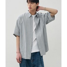 알리스 ALYSS 시어서커 멀티 스트라이프 하프 셔츠 [블랙]
