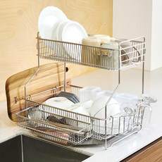 Geulrangaen Allstain餐具瀝水架碗洗碗瀝水全組, 1個, 銀色, 2層