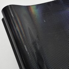AuMoHall 벌집 홀로그램 레이저 블랙 자동차 비닐 랩 글로스 무지개 색상 변경 바디 필름 DIY 포장 롤 차량 내부 외부 장식용 152 x 60cm(60 23.5인치)