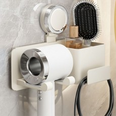 필인어스 강력흡착 수납형 드라이기 거치대, 화이트크림, 1개