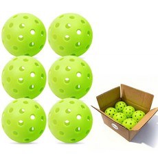 피클볼 볼 6팩 실외+ 실내 - 균형 잡힌 비행 높은 바운스 우수한 가시성 초보자 연습을 위한 40홀 그린 피클 대부분의 바닥 스포츠 코트에 적합 467975, Bright Green 6 Pack 467975