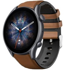 Amazfit GTR 4 밴드와 호환 Lamshaw 가죽 실리콘 통기성 교체용 스마트워치 스트랩 손목 밴드 Amazfit Falcon/GTR 2 / GTR 3 / GTR 3, 브라운