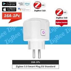 Tuya ZigBee 3.0 EU 스마트 WiFi 플러그 소켓 16A20A 전원 모니터 타이머 기능 원격 앱 음성 제어 Google Home Alexa Yandex 지원, 3)Eu 플러그, 16A ZigBee 3.0