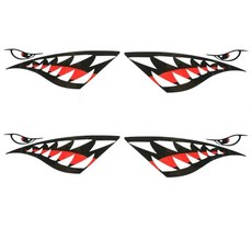 카약 스티커 방수 상어 이빨 입 데칼 카누 딩기 해양 보트 자동차 트럭, 2. 2 Pair