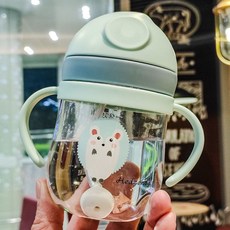 ibooooo 吸管手柄學飲杯, 250ML 綠色2121, 1個