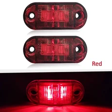 12V/24V LED 사이드 마커 조명 2PCS 앰버 오렌지 화이트 레드 자동차 트레일러 트럭 외부 경고 테일 라이트, 01 Red 2PCS