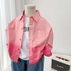 童裝男童上衣兒童襯衫長袖襯衫，粉色休閒時尚新款，舒適好穿搭