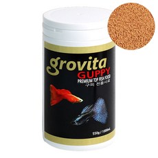 [수족관몰] 그로비타 구피 전용 사료 1000ml 1L 1리터 구피 먹이 밥 난태생, 1개