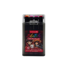 PENROTE 筆樂 油性雙頭麥克筆, 12色