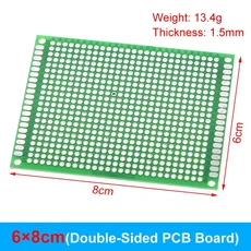 TZT 양면 프로토타입 DIY 범용 회로 기판 아두이노용 2x8 8x12 9x15 cm, 02 6X8 Double Side PCB, 02 1pcs, 01 China Mainland
