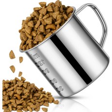 애쉬맥도 개 사료 특종 2컵 손잡이 반려동물 컵 304개 건조 및 간식에 이상적, 1/2 Cup