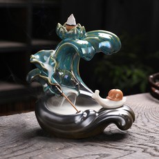 荷花倒流香薰爐家居飾品擺件, 聽荷蝸牛擺件