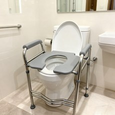 테쯔오공구 변기안전손잡이 높이조절 변기의자 목욕의자 좌변기, 실버