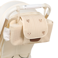 라이프윙 기저귀 유모차 가방 컵홀더 가방걸이 오거나이저 임신축하선물, 1개, 아이보리