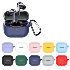 사인포스트 버즈3 / 3Pro / 3FE 범용 실리콘 카라비너 케이스, 라이트핑크, 1개