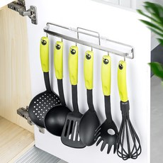 하이롱송 304 스텐 펀치 면제 스마트접착 주방 조리도구걸이 싱크대도어걸이, 1개, 실버