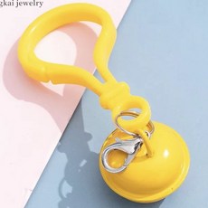 燈泡龍蝦扣帶鈴鐺每色10入 鈴鐺掛飾 問號扣 拼豆配件 diy手作 燈泡扣 鈴鐺, 1個, 淺黃色-燈泡鈴鐺 10入