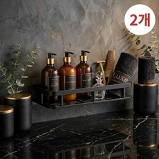 리브로이 무타공 욕실 선반 정리함, 2개, 블랙