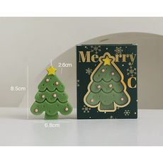 크리스마스 트리 양초 장식품 선물 소품 트리 장식 오브제, 1개, 67g, 그린(무향)