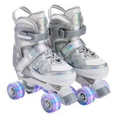 Chicago Skates Glitzy 아동용 롤러 스케이트 몬스터 트럭 - 조절 가능한 여아 남아용 라이트업 휠 내구성 있는 초보자 쿼드 스케이트 프론트 스토퍼 편안함, 프린세스