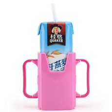 兒童防擠壓防潑灑鋁箔包杯架, 玫紅, 1個