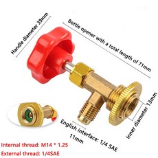 Mayitr 냉매 병 디스펜싱 밸브 병따개 1/4 SAE 커넥터 R12 R22 R6000a R134a R410a 가스용 탭 가능 1PC