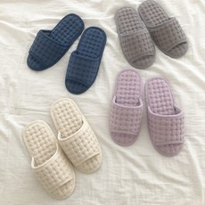 우리앤데코 워셔블 와플 컴피 면 거실화, 퍼플(남녀공용), 1개