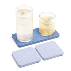Fluxynara 펠트 욕실 화장대 트레이 2개 20.3 x 10.2cm8 4인치 빠른 흡수 조리대 트레이 비누 향수 또는 컵받침용 다용도 주방 및 싱크 오거나이저 세, 3 Pcs - Soft Periwinkle & Blue