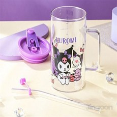 빨대 유리컵 700ml 퍼플 커피컵